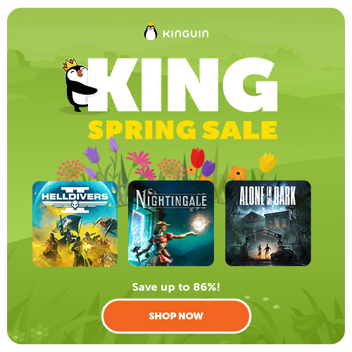 Spring has sprung, and so have the savings at Kinguin! With code: SPRINGSALE up to 15% off. Check out our happy hours (8PM-12AM) to score the best deal (even 20% off selected products)!